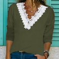 thumbnail image 2 of AherBiu Long Sleeve Tops for Women Lace V Neck Fall Casual Loose Basic T Shirts Blouse Comfy Plain Tees, 2 of 6