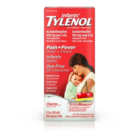 Infants' Tylenol Acetaminophen Medicine, Dye-Free Cherry, 2 fl. (Best Cough Medicine For Babies)