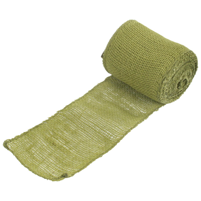BambooMN 5.5 Inch Wide Color Burlap Fabric Craft Ribbon Roll, 3 Hemp Rolls  of 10 Yards, Olive Green 
