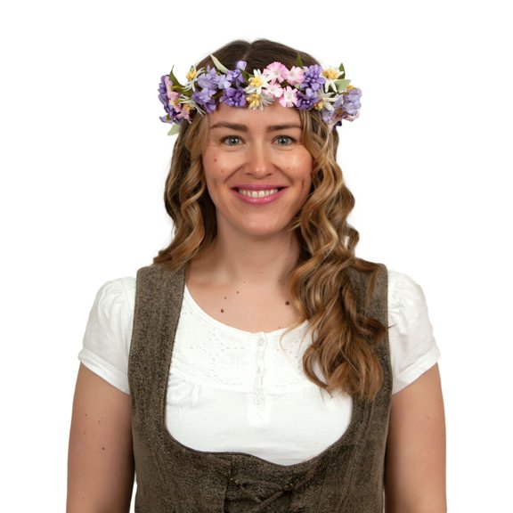 Oktoberfest Haus Polyester Multicolor Mountain Edelweiss Flower Headband Garland Hair Accessory for Girls