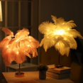thumbnail image 1 of Lámpara de escritorio de plumas de avestruz, lámpara de colores, luz de noche de hierro forjado, lámpara de diente de león LED con control remoto, lámpara de alambre de cobre, 1 of 5