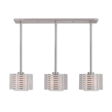 

Brushed Nickel Tone Finish Island Lighting Steel Material Medium Base 5 Wide 3 Light Fixture