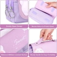 thumbnail image 4 of Estuche escolar morado resistente al agua con asa, estuche grande para lápices, estuche escolar para lápices con juguete de descompresión para estudiantes universitarios y de oficina, 4 of 5