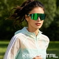 thumbnail image 3 of KANASTAL Over Glasses Sunglasses for Men Women Fit over Wraparound Sport Sun GLasses Cycling Mirrored Green Lens, 3 of 7