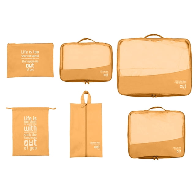Packing Cubes For Travel, 6 Set Luggage Organizers With Shoe Bag, Electronics Bag, Cosmetics Bag, Compression Cells, Accessories Bags With Lightweight Fabric