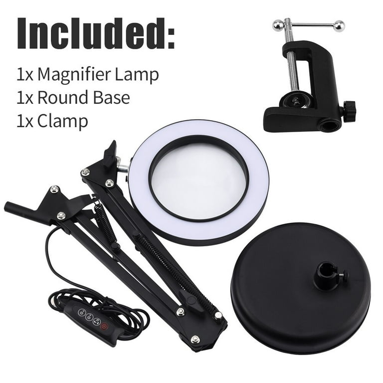 Quality Optics® LED Table Clamp Mount Magnifier Lamp Light Magnifying Glass  Lens