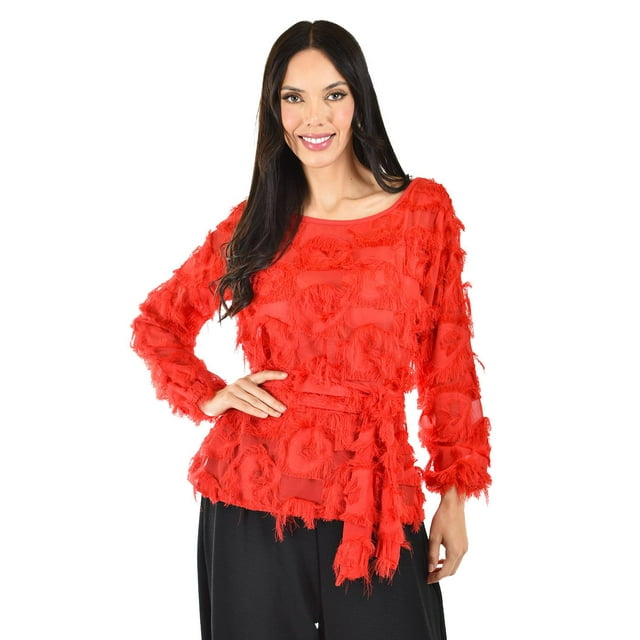 Blusa con diseño texturizado Roman Fashion / Juvenil, 5105 (Rojo) rojo G