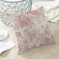 thumbnail image 4 of Spring Pink Floral Pillow Covers 18x18 Inch Set of 2, Chinoiserie Pink Flower Decorative Throw Pillowcase Vintage Floral Outdoor Cushion Cover for Sofa Couch Living Room Bed Decor, 4 of 6