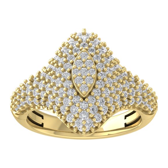 Araiya 14K Yellow Gold Diamond Cluster Band Ring (1 1/2 cttw, I-J Color, I2-I3 Clarity), Size 5.5