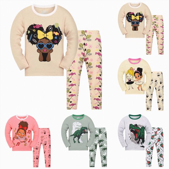 YDFCWXW Boys Pajamas 100% Cotton Pjs Toddler 2 Sleepwear Kids Winter Warm Clothes Set Snug Fit 1-9T (Grey, 5-6 Years)