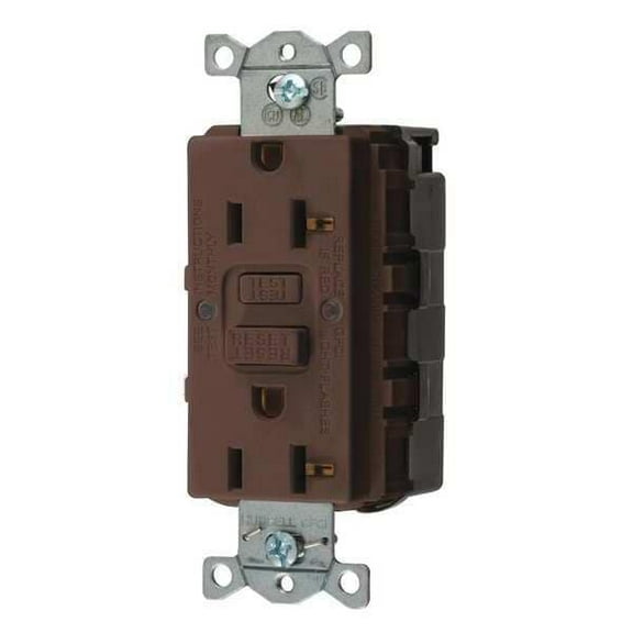 GFCI Receptacle, 20A, 125VAC, 5-20R, Brown