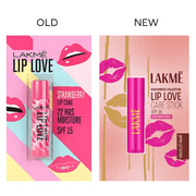 Lakmé Lip Love Strawberry Lip Balm – Moisturizing Chapstick SPF 15 Tint