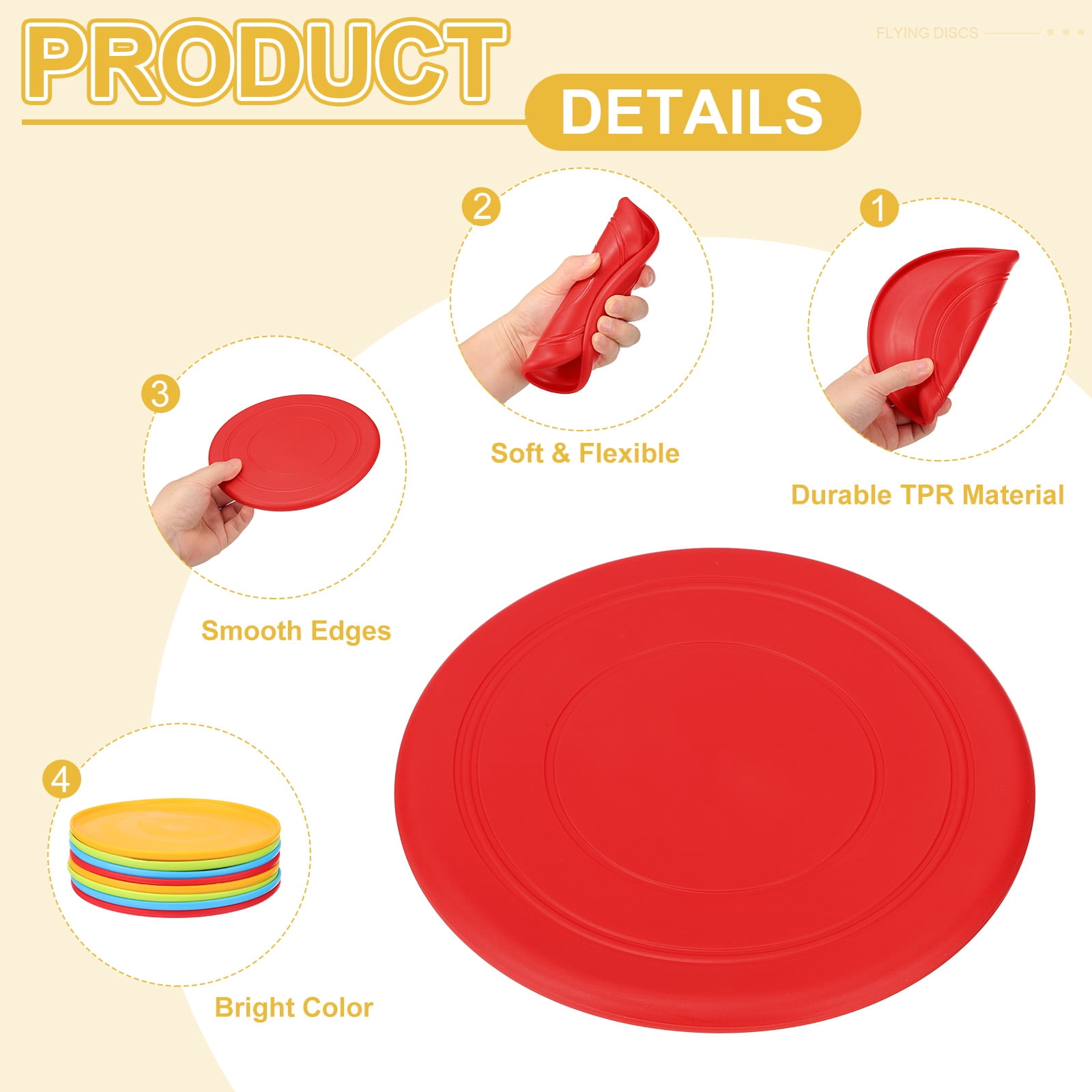 Uxcell Flying Disc, Soft Silicone Colorful Flying Disk Flyer for Outdoor Sports Training Playing Lawn Game Red/Green/Purple/Orange/Blue/Yellow