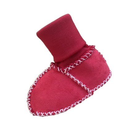 

Ritualay Infant Baby Soft Shoe Plush Lining Sock Boots First Walkers Winter Bootie Lightweight Non-slip Crib Shoes Walking Indoor Prewalker Ankle Boot Wine Red 4C