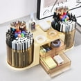thumbnail image 3 of TACYKIBD Rotating Desk Organizer with 2 Pen Holder, Desk Organizers and Accessories with 10 Slots Pencil Holder for Desk + 3 Drawer, Art Supply Storage Box Caddy for Office Home, 3 of 12