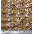 thumbnail image 1 of Soimoi Tissu Popeline de Coton Colibri, Feuilles & Roses Imprimé Floral 1 Yard 56 Pouces de Large, 1 of 3