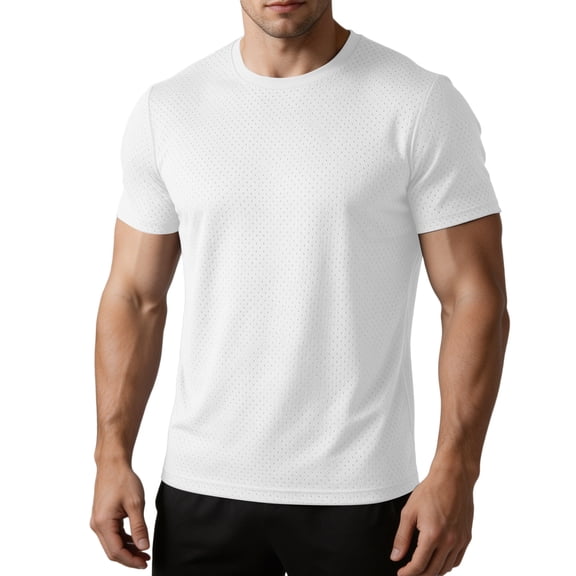 ZToonmas Men's Mesh Quick Dry Sports T-Shirt Crew Neck Breathable Short Sleeve Tee Lightweight Sport Top for Summer