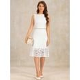 thumbnail image 4 of DARING DIVA Lace Cocktail Boat Neck Evening Sheath Dress L White, 4 of 6