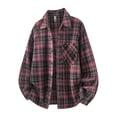 thumbnail image 2 of Gamivast Plaid Shirts for Men-Oversized Long Sleeve Button Down Shirt with Pockets Fall Collared Flannel Shirts Fall Jackets Hot Pink XL, 2 of 8