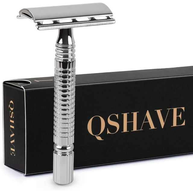 QSHAVE Rasoir de Sûreté de Voyage pour Hommes à Manche Court Classique à Double Tranchant, 1 Pce