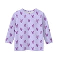 thumbnail image 3 of YOUYEDIAN 3/4 Sleeve Shirts for Girls 2026 Floral Graphic Tops Crew Neck T Shirt Cute Clothes Light Purple 8-9 Years, 3 of 4