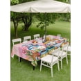 thumbnail image 5 of 60x84 Inch Outdoor Tablecloth with Umbrella Hole Zipper Rectangle Easter Gnomes Bunnies Rectangular Tablecloths Outside Waterproof Spring Easter Eggs Floral Pink Wood Patio Table Cover for Picnic, 5 of 8