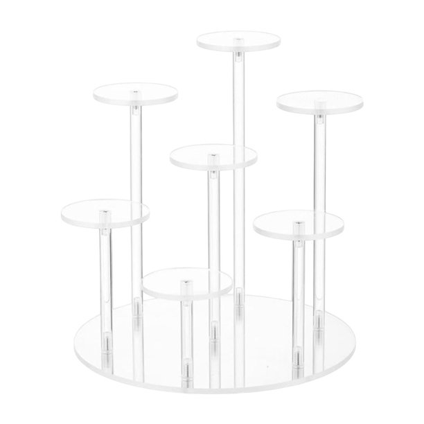 Expositor acrílico redondo RIS-STAND para cupcakes, 7 niveles, mini anillos transparente