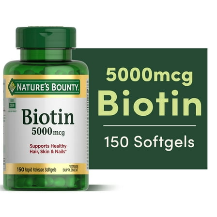 Nature's Bounty Biotin Softgels, 5,000 mcg, 150 Ct