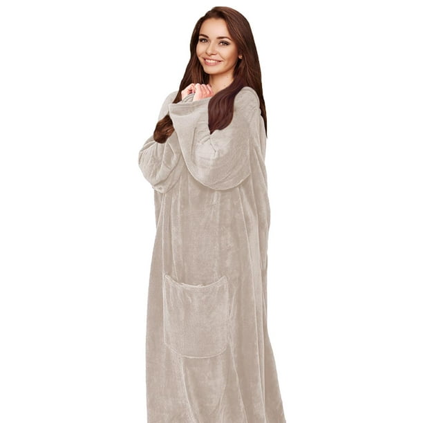 Silver One Luxury Adult Wearable Velvet Plush Throw ...