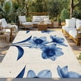 thumbnail image 3 of Fsddascl Retro Blue Floral Outdoor Rug for Patio/Deck/Porch, Non-Slip Large Area Rug 4 x 6 Ft, Spring Seasonal Botanical Blooms Indoor Outdoor Rugs Washable Area Rugs, Reversible Camping Rug Carpet, 3 of 5
