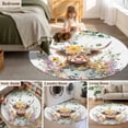 thumbnail image 5 of Round Rugs 3.3 Ft, Spring Cow Floral Non Slip Area Rugs for Kitchen Bedroom Entryway, Green Eucalyptus Leaves Botanical Washable Carpet Runner Rug Floor Mats for Bedroom Home Decor, 5 of 8