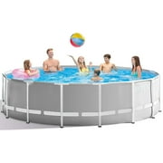 INTEX Round Prism Frame 15ft x 48in Above Ground Swimming Pool Set w/ Pump
