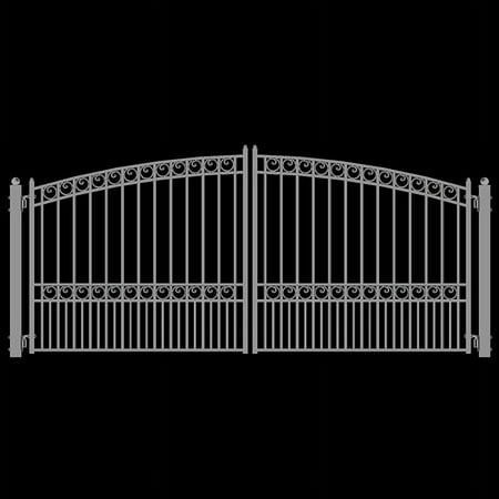 Aleko Steel Dual Swing Driveway Gate - PARIS Style - 16 x 6 ft - White