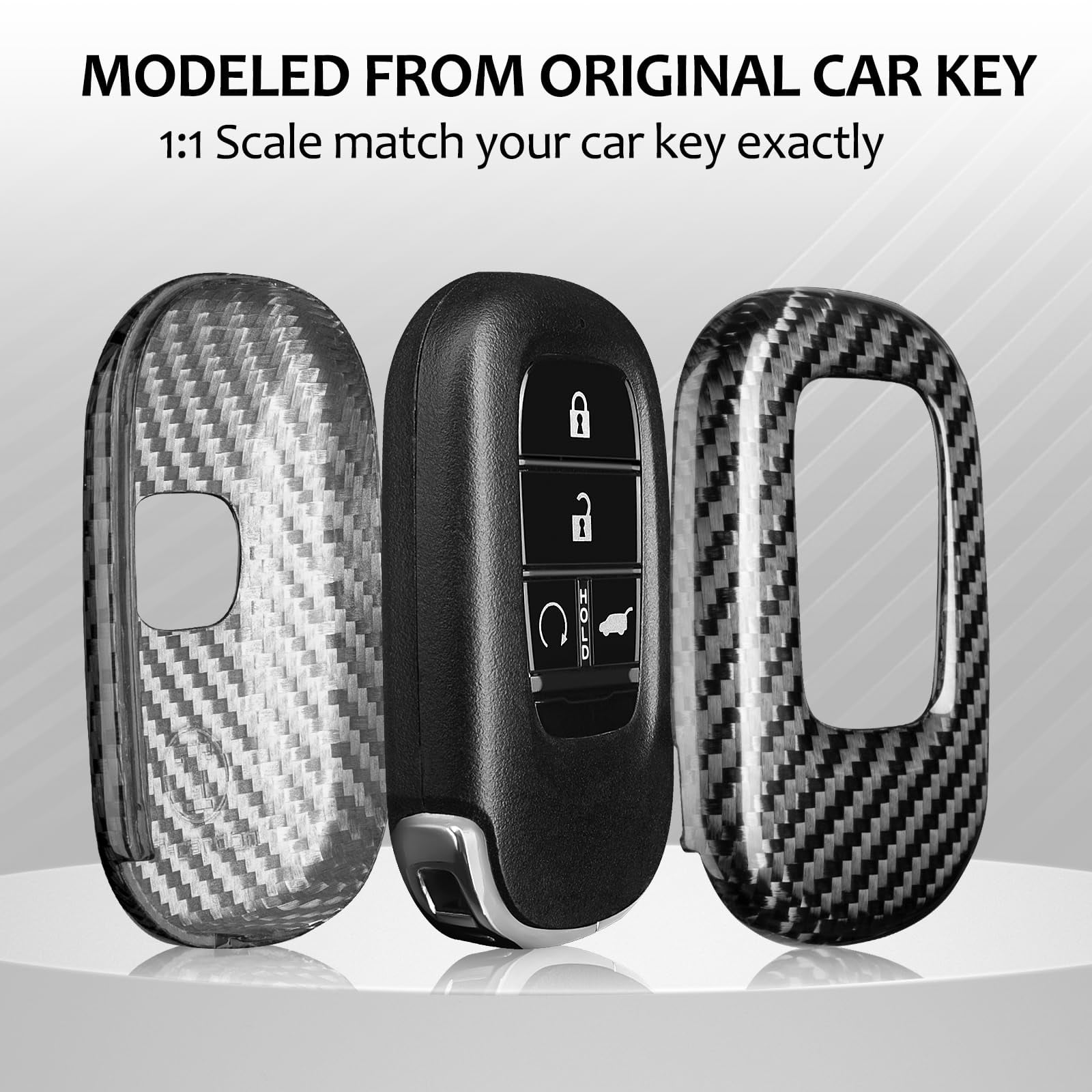 Key Fob Cover Compatible with Honda,Real Carbon Fiber Key Fob Case fits for Honda Civic Type R Key Shell fits for Accord Civic HR-V CR-V Pilot Sport SI EX EX-L Accessories 2023 2024