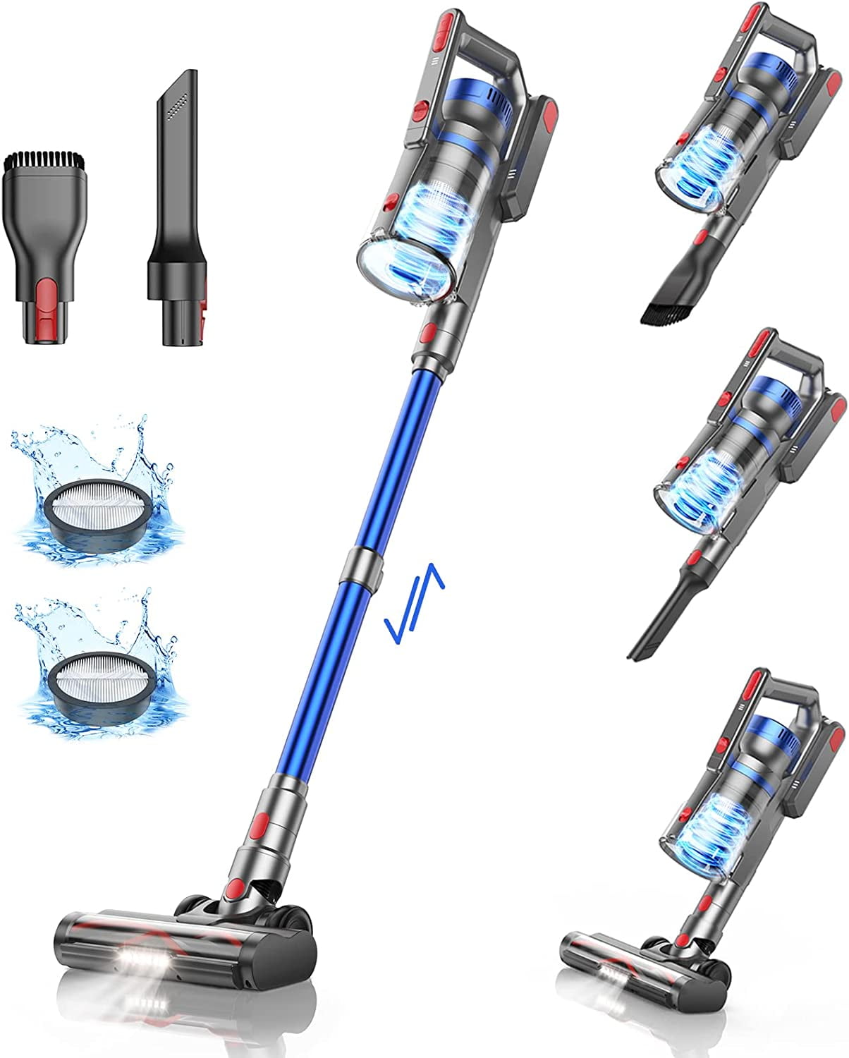 Cordless Vacuum Cleaner 400W 33KPA Wireless Stick Vacuum Up to 55 Mins