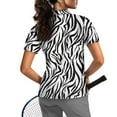 thumbnail image 2 of COEQINE Women V Neck Golf Shirts 1/4 Zip Moisture Wicking Casual Golf Tops Zebra Print Workout Lightweight Polo Shirts Quick Dry Fit Soft Tennis Activewear, 2XL, 2 of 7