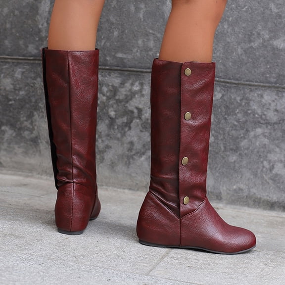 Women's Inner Height Sloping Heel Casual Boots With High Boots Fashion Boots