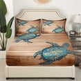 thumbnail image 3 of YST Ocean Animal Bed Sheets Set Sea Turtle King Size Sheet Sets, Wild Animals Sheets Brown Old Barn Door Bed Set, Coastal Beach Flat Sheet Rustic Lodge Cabin Farmhouse Decor Breathable, 3 of 5