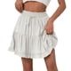 thumbnail image 1 of Falda lisa con cordones para mujer, falda de cintura alta, falda plisada con volantes, 1 of 4