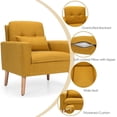 thumbnail image 5 of Spaco Linen Fabric Single Sofa Armchair with Waist Pillow for Living Room-Yellow, Modern Mid-Century Upholstered Living Room Chair, 5 of 9
