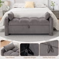 thumbnail image 2 of Storage Benches with Seating — 51" Corduroy Bench with Storage for Bedroom, Overstuffed Cushion & Hydraulic Hinges, Footrest for Living Room, Gray, 2 of 9