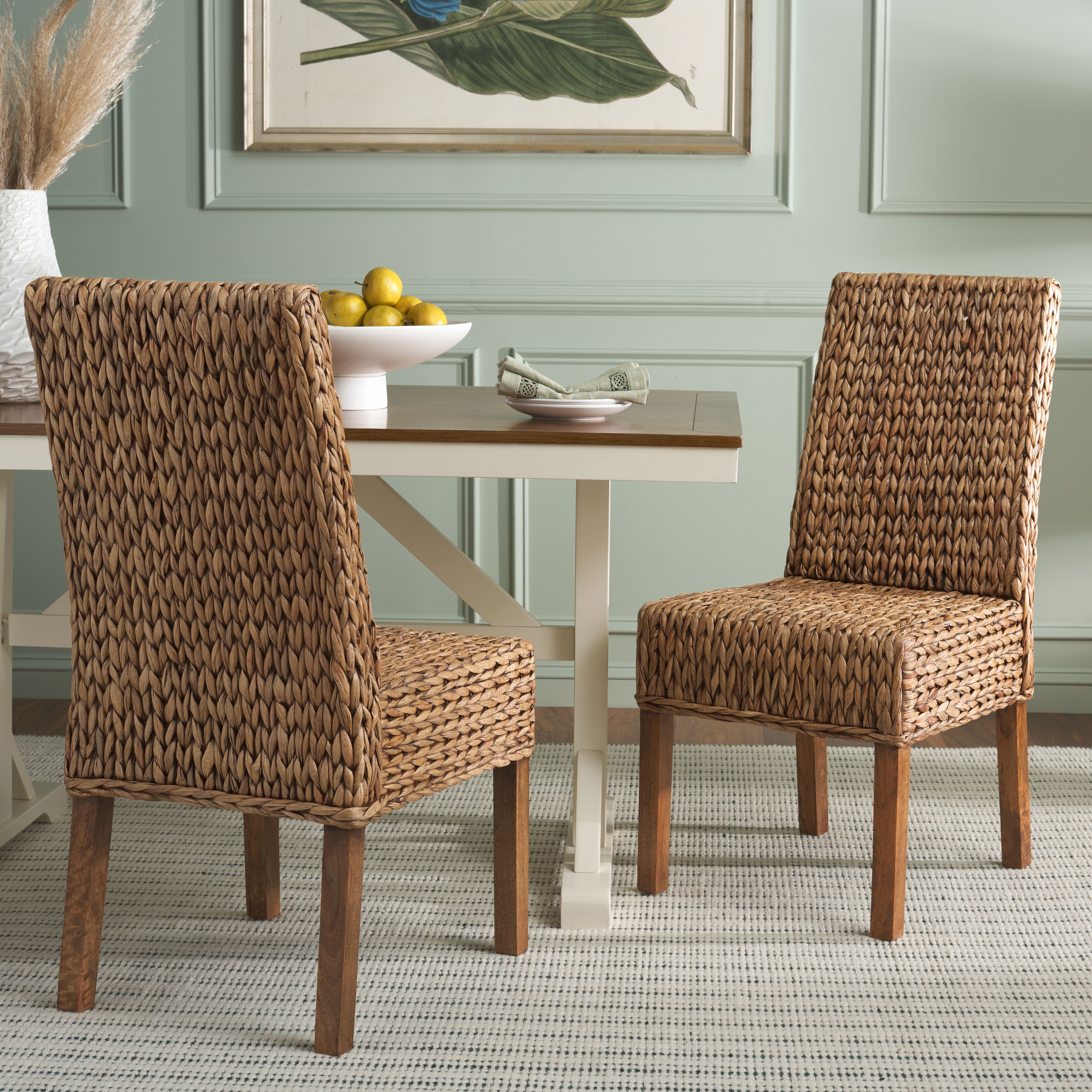 Safavieh Sanibel Water Hyacinth Coastal Side Chair, Golden Brown (Set of 2)