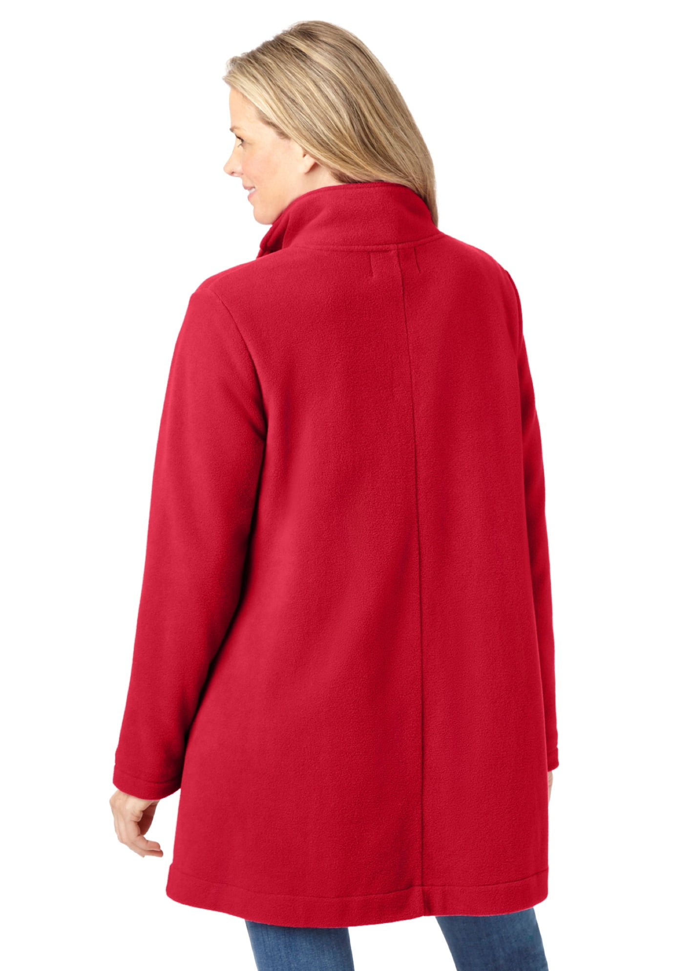 Plus Size Fleece Swing Funnel-Neck Coat - image 2
