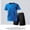 Blue, variant on Men Casual Outfits Men Tshirt and Mens Short Solid Color Short Sleeve Crew Neck Elastic Waist Summer Regular Fit Oversized Jogging Track Suits Mens with Pockets S-XXL