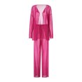 thumbnail image 3 of VISgogo, 2 uds., ropa de playa de tul para mujer, cárdigan de manga larga transparente de Color sólido + conjunto de pareo de pantalones largos para mujer, S/M/L VISgogo  moda, 3 of 9