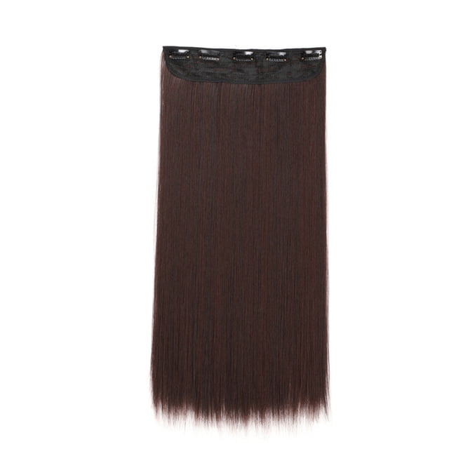 Rallonge de Cheveux de 23,6 Pouces, Lisse, à Clip, Rallonges de Cheveux Synthétiques avec 5 Pinces par Postiche pour Femmes et Filles
