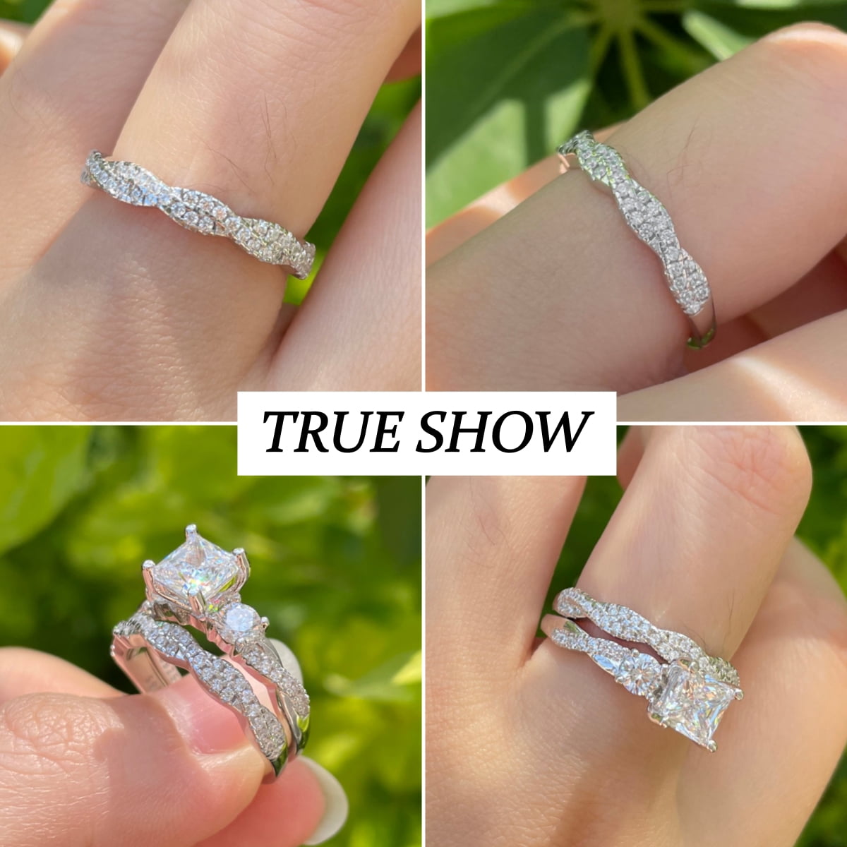 SFTING Wedding Band for Woman Pave Infinity 925 Sterling Silver Wedding Band 5A CZ Twisted Eternity Rings for Woman Size 5