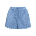 thumbnail image 6 of longantii Shorts for Women Trendy Summer Casual Loose Comfy Elastic Waist Drawstring Shorts with Pockets Beach Vacation Clothes Sky Blue L, 6 of 7
