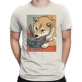 thumbnail image 2 of Smartprints Shiba Inu Ramen Bowl Art Men's T-Shirt Off White, Cotton, XL, 2 of 3