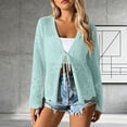 thumbnail image 2 of WMTBSRSW Womens Crochet Cardigans Duster Lace Up Long Sleeve Open Front Shrugs for Dresses Summer Boho Beach Cover Ups Sky Blue Medium, 2 of 5